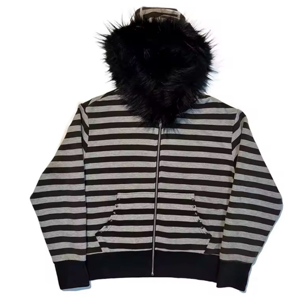 Striped Black and Gray Men's Lightweight Jacket